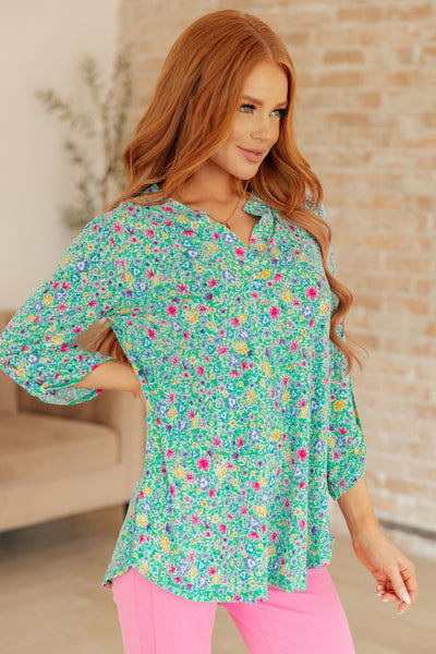 Enchanting Emerald Floral Top - Online Only!