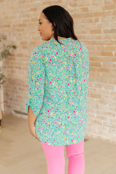 Enchanting Emerald Floral Top - Online Only!