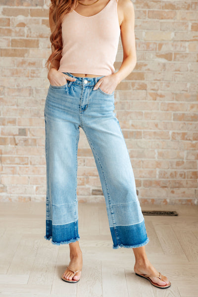 Olivia High Rise Wide Leg Crop Jeans in Medium Wash - Online Only!