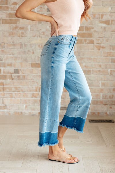 Olivia High Rise Wide Leg Crop Jeans in Medium Wash - Online Only!