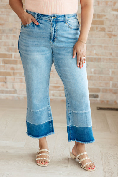 Olivia High Rise Wide Leg Crop Jeans in Medium Wash - Online Only!