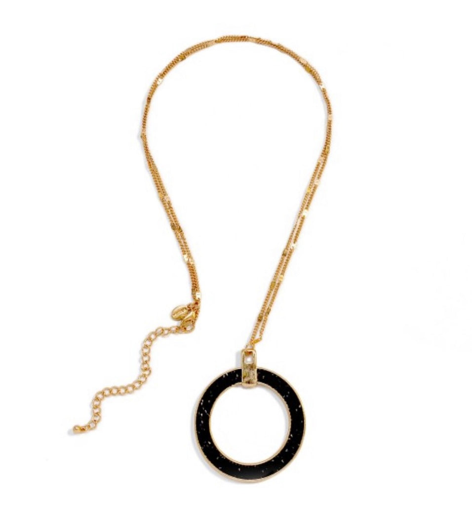 Gold & Black Crystal Circle Necklace